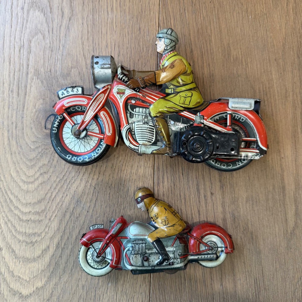 Vintage Arnold A643 Model Tin Toy Motorcycle with Rider Union Cord A643 GF207 - Picture 2 of 16